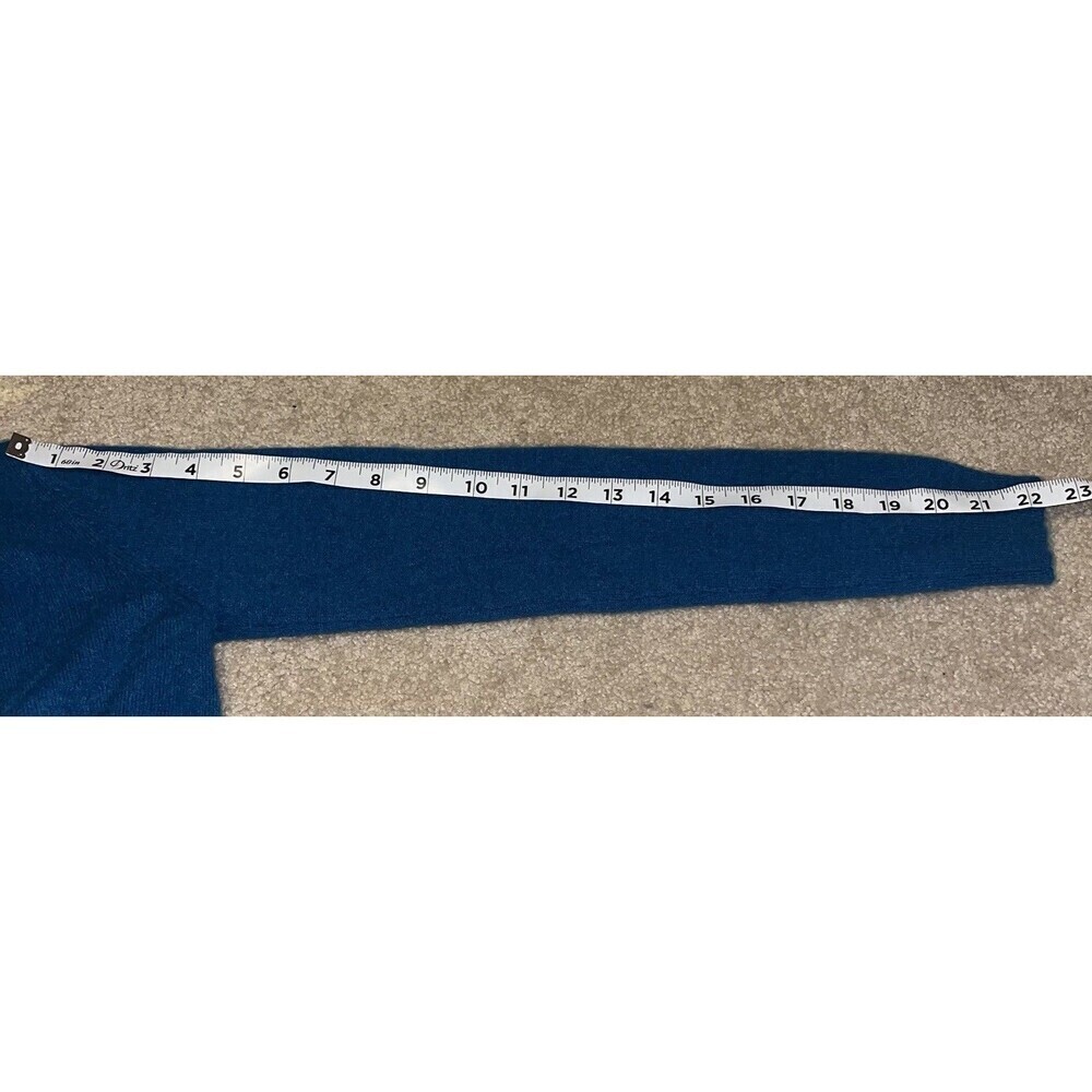 Garnet Hill (XS) Women’s 100% Cashmere Cardigan Sweater Teal Blue High Low - Picture 11 of 15